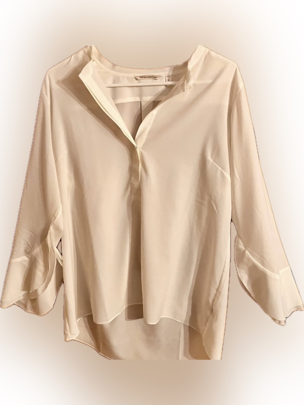 Soft Surroundings Petal Sleeve Blouse Tunic Artsy Coastal Grandma Petite Large
